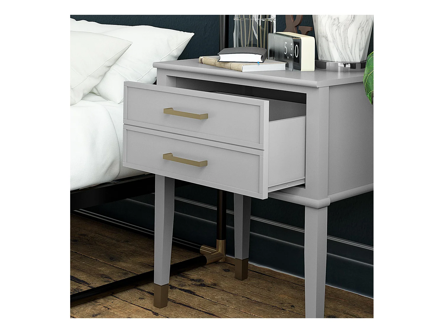 Westerleigh | Table d'appoint avec 1 tiroir en MDF gris