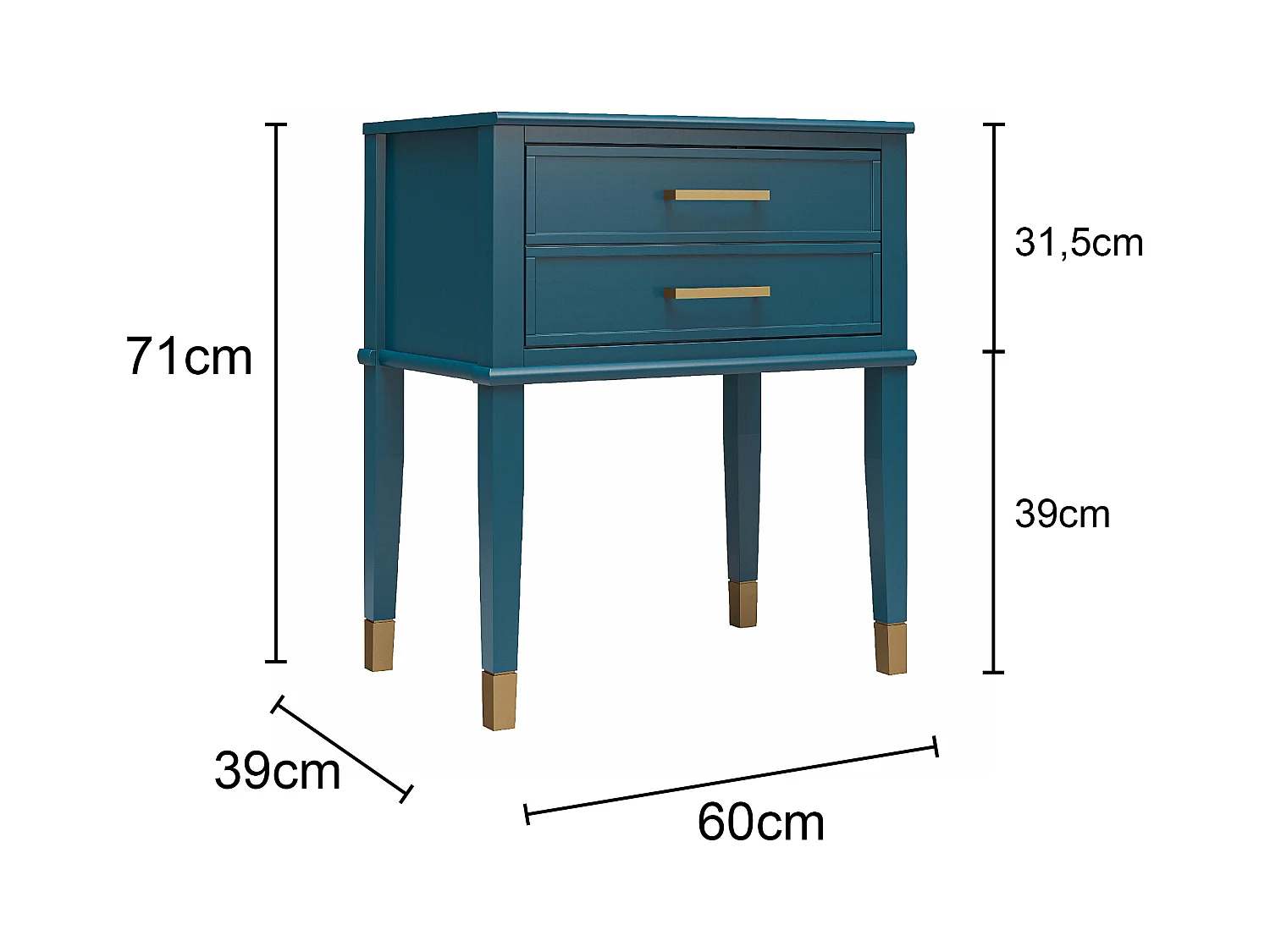 Westerleigh | Table d'appoint avec 1 tiroir en MDF gris