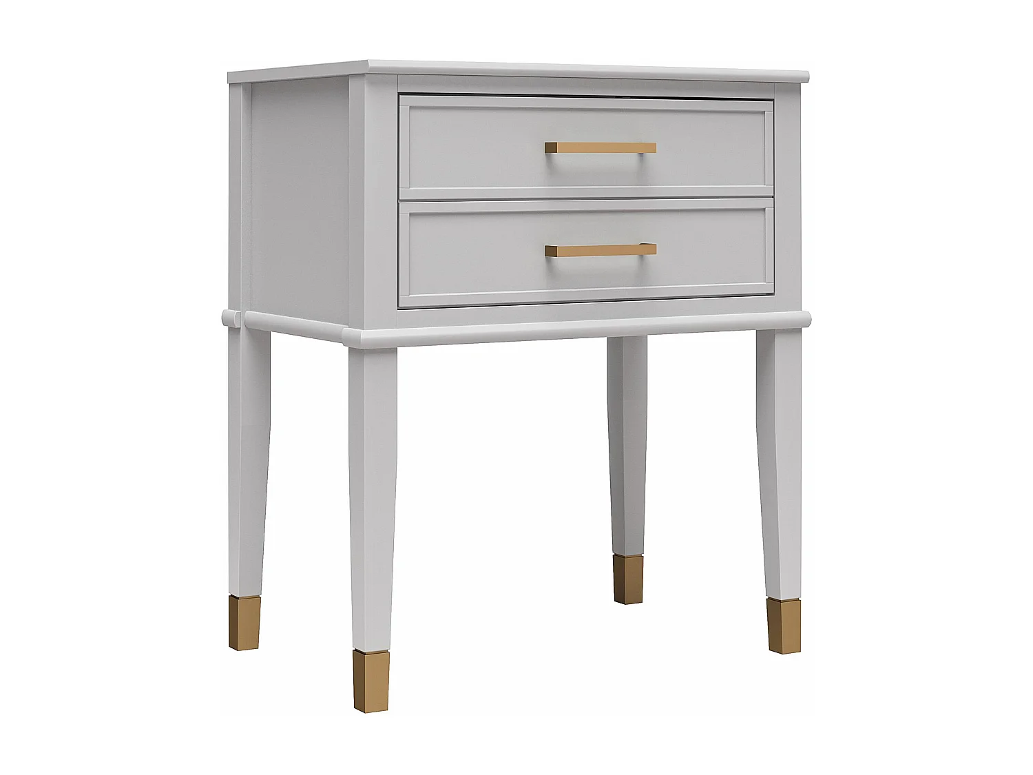 Westerleigh | Mesa Auxiliar con 1 Cajón en Gris - Pies y Tiradores Dorados