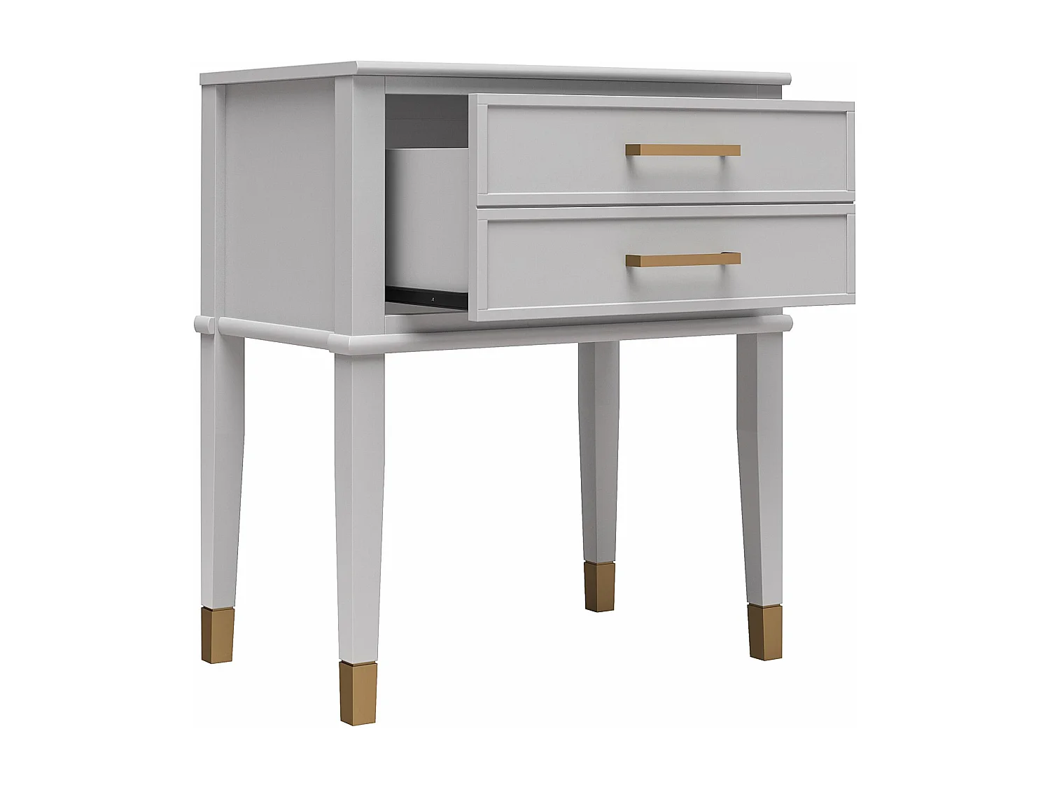 Westerleigh | Mesa Auxiliar con 1 Cajón en Gris - Pies y Tiradores Dorados
