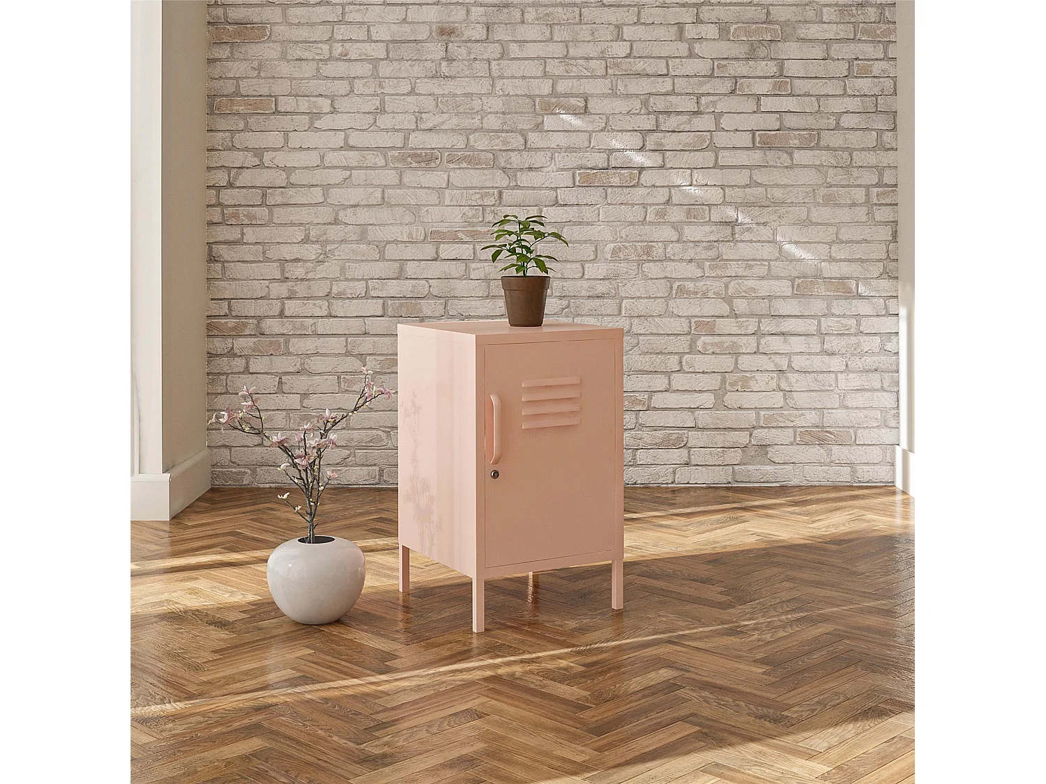 Mission District | Mesa Auxiliar con 1 Puerta Metal Rosa