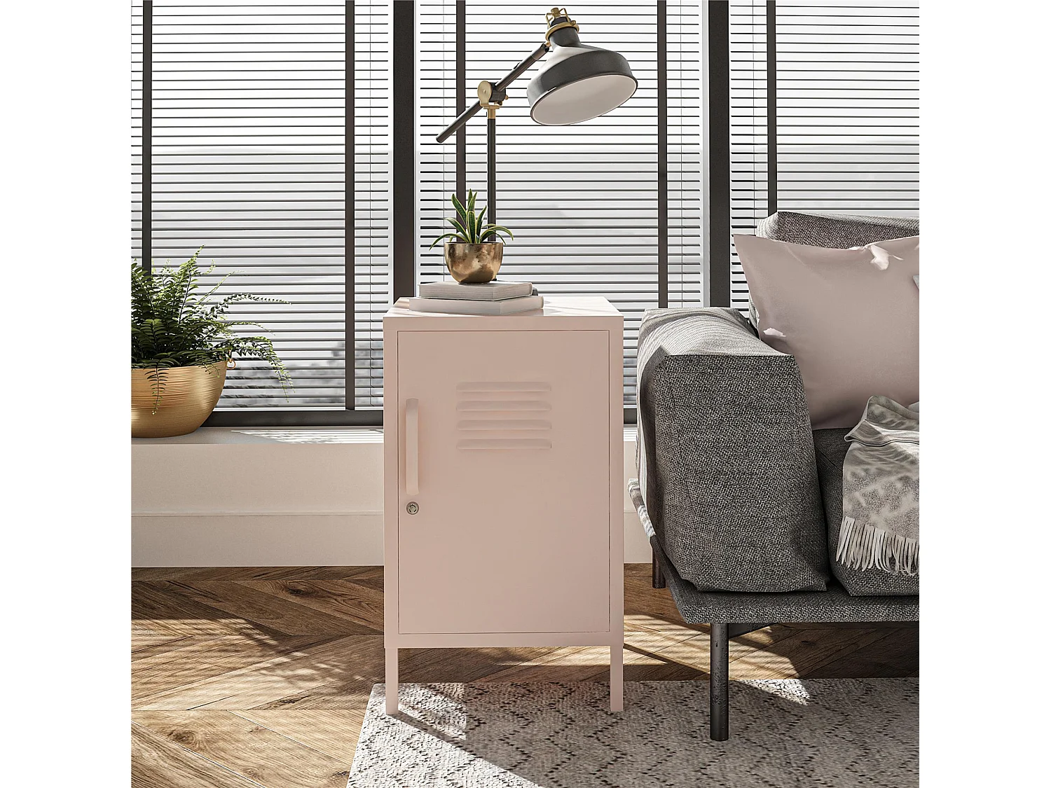 Mission District | Mesa Auxiliar con 1 Puerta Metal Rosa