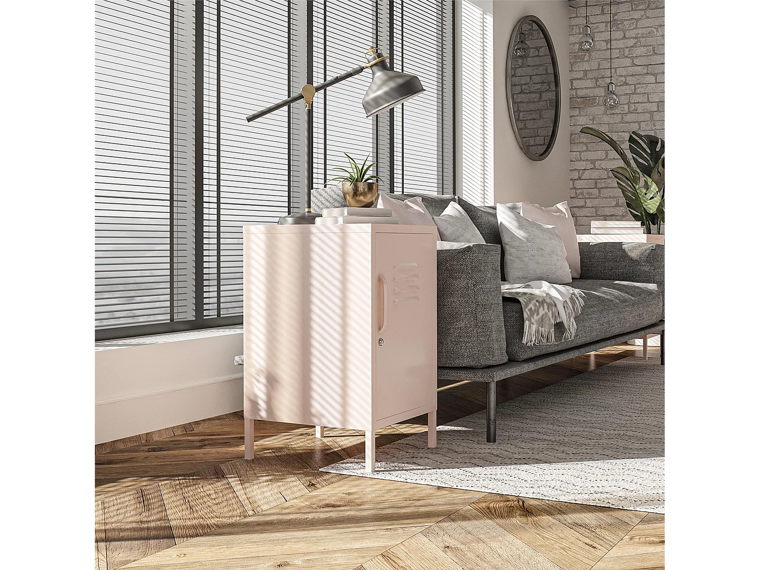 Mission District | Mesa Auxiliar con 1 Puerta Metal Rosa