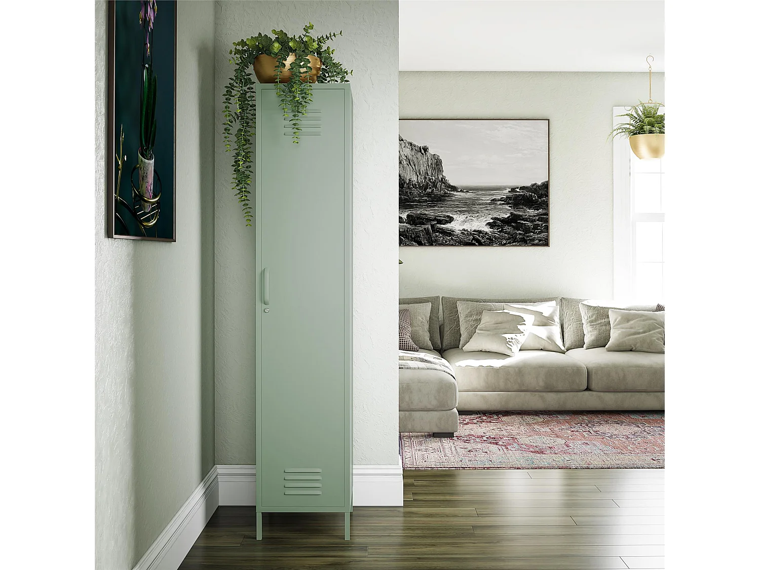 Mission District | Armoire vestiaire à 1 porte en métal vert