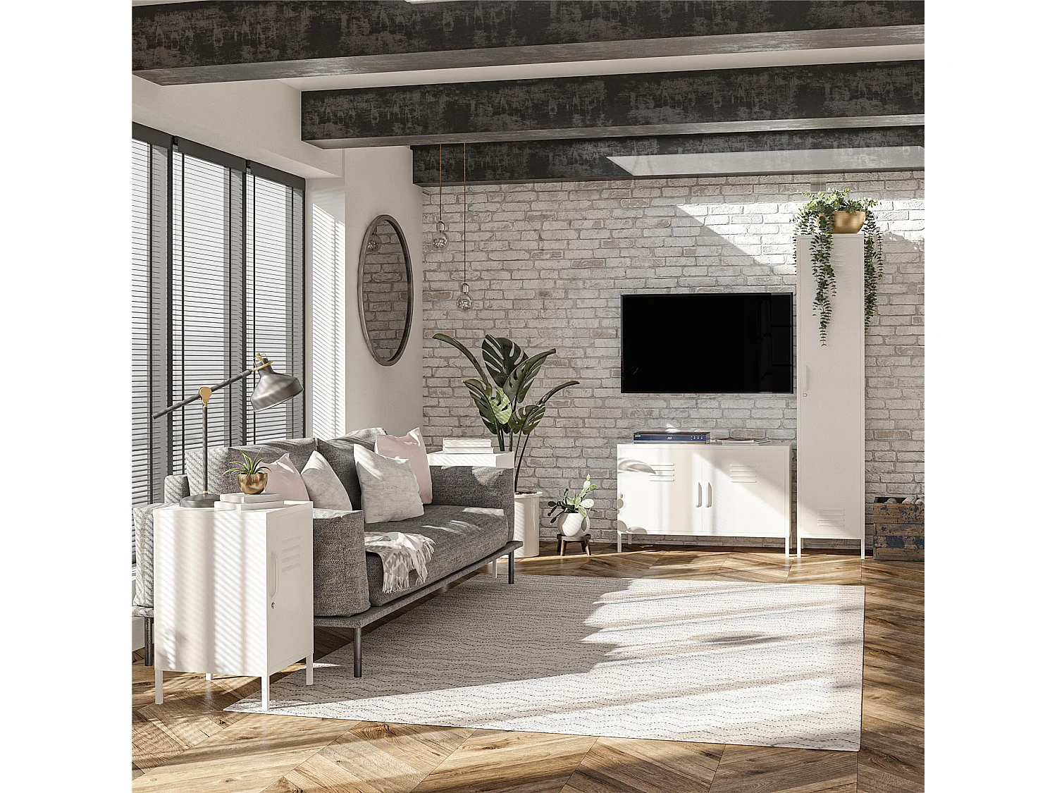 Mission District | Armoire vestiaire à 1 porte en métal blanc