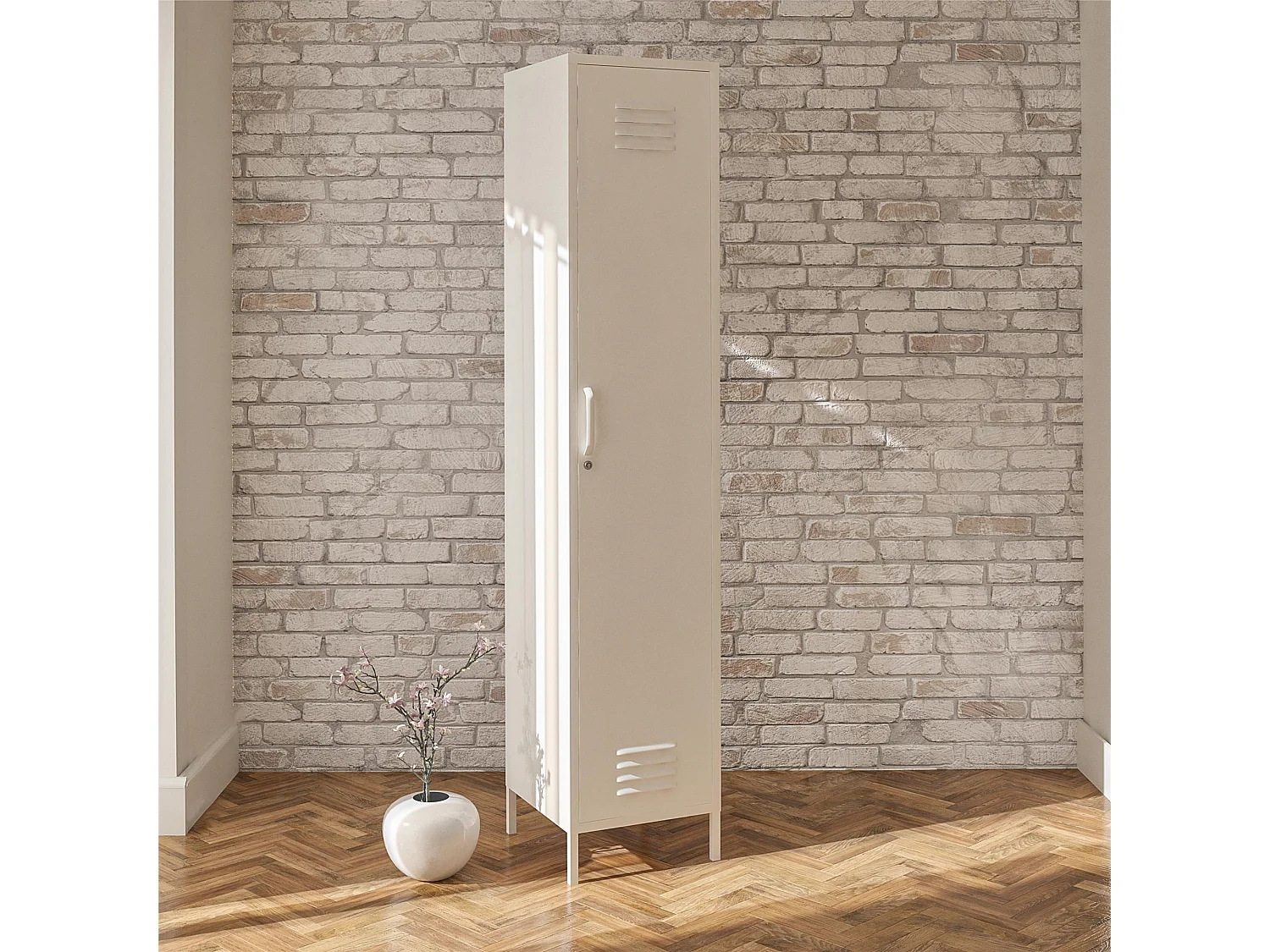 Mission District | Armoire vestiaire à 1 porte en métal blanc