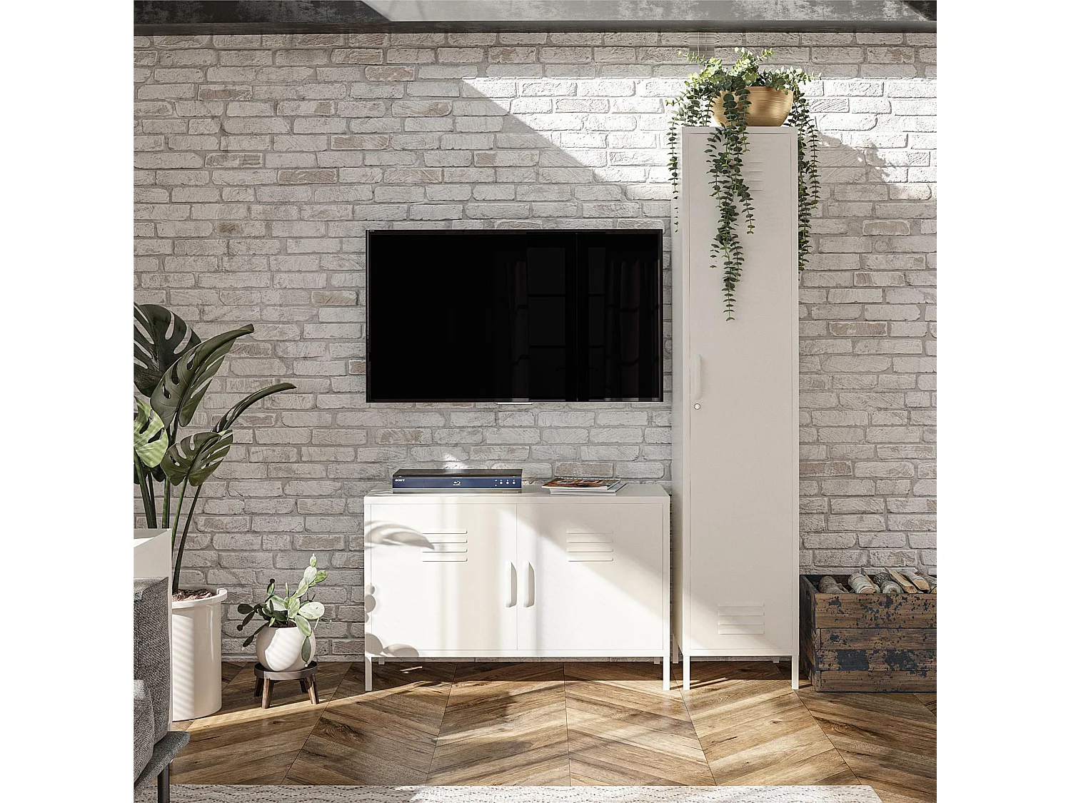 Mission District | Armoire vestiaire à 1 porte en métal blanc