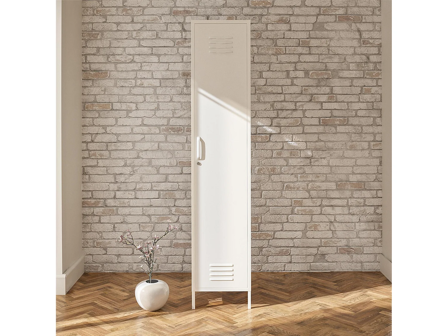Mission District | Armoire vestiaire à 1 porte en métal blanc