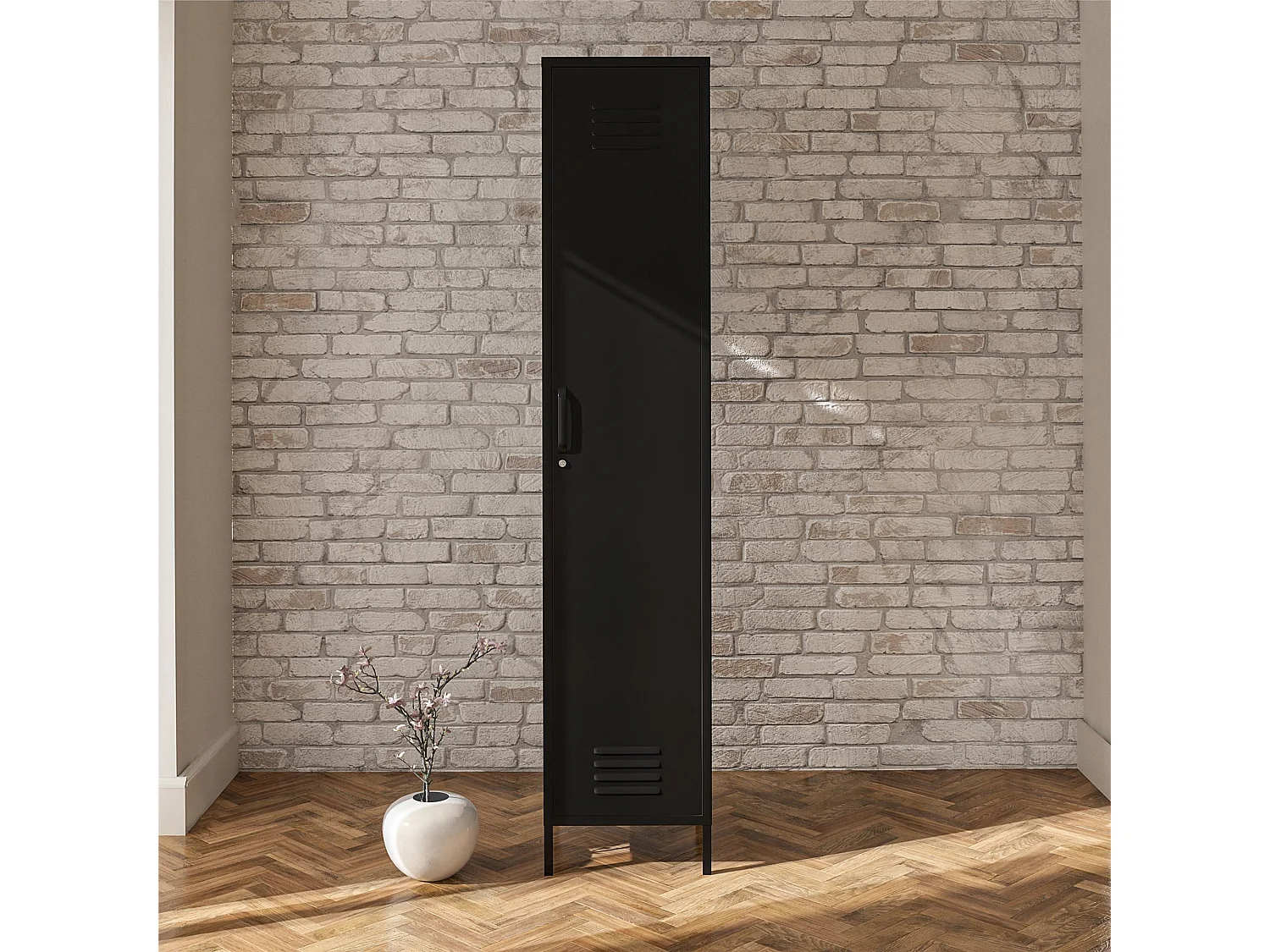 Mission District | Armoire vestiaire à 1 porte en métal noir