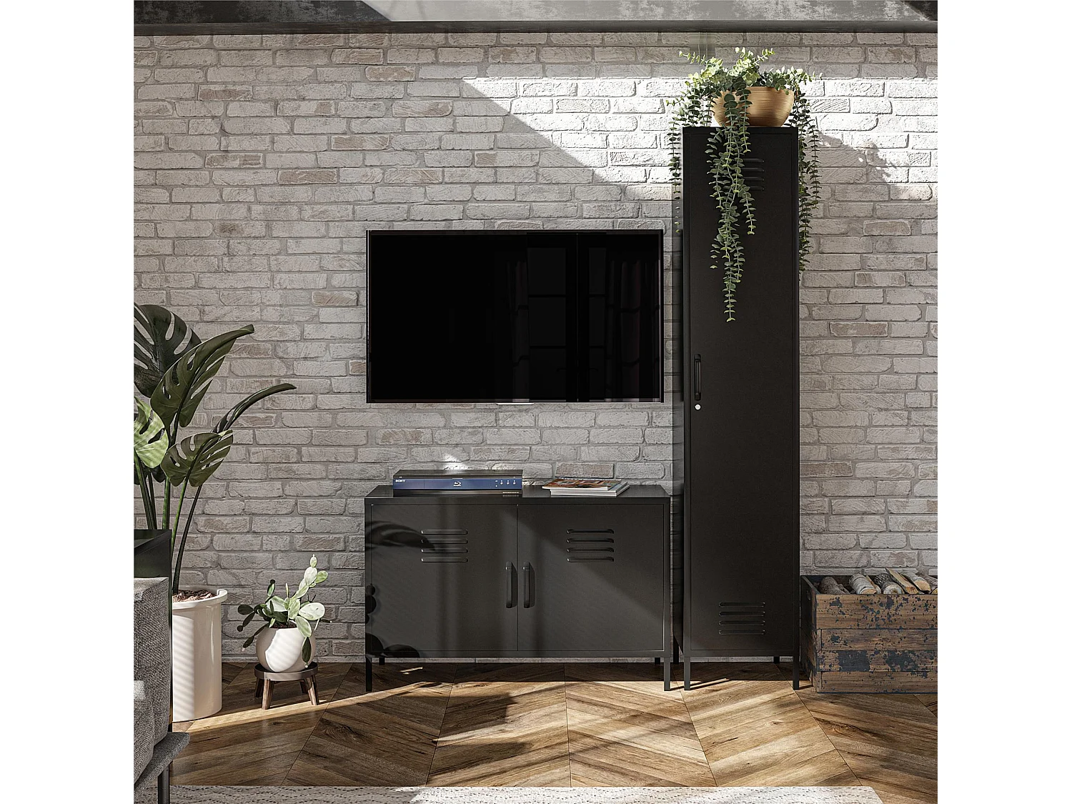 Mission District | Armoire vestiaire à 1 porte en métal noir