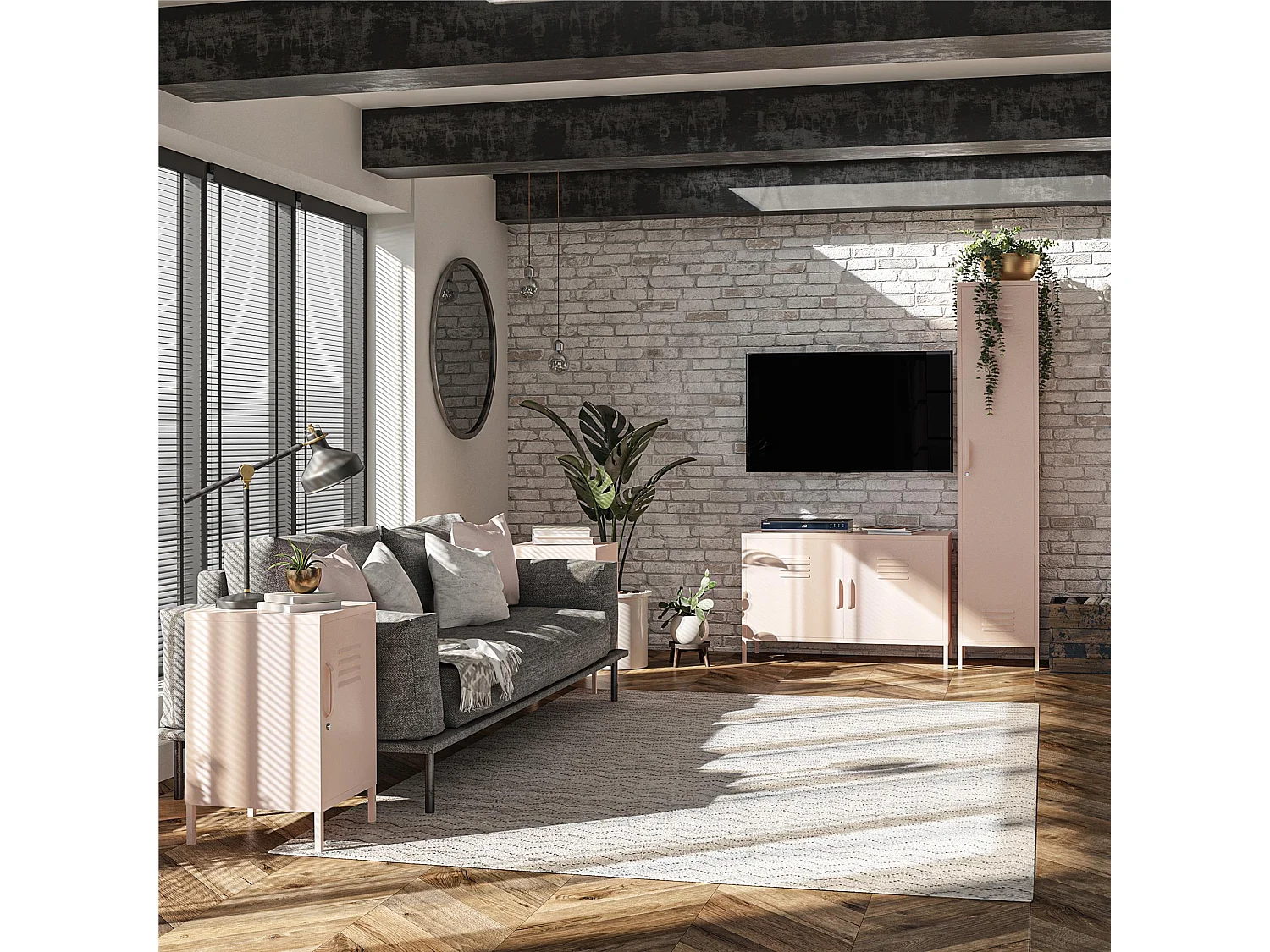 Mission District | Armoire vestiaire à 1 porte en métal rose