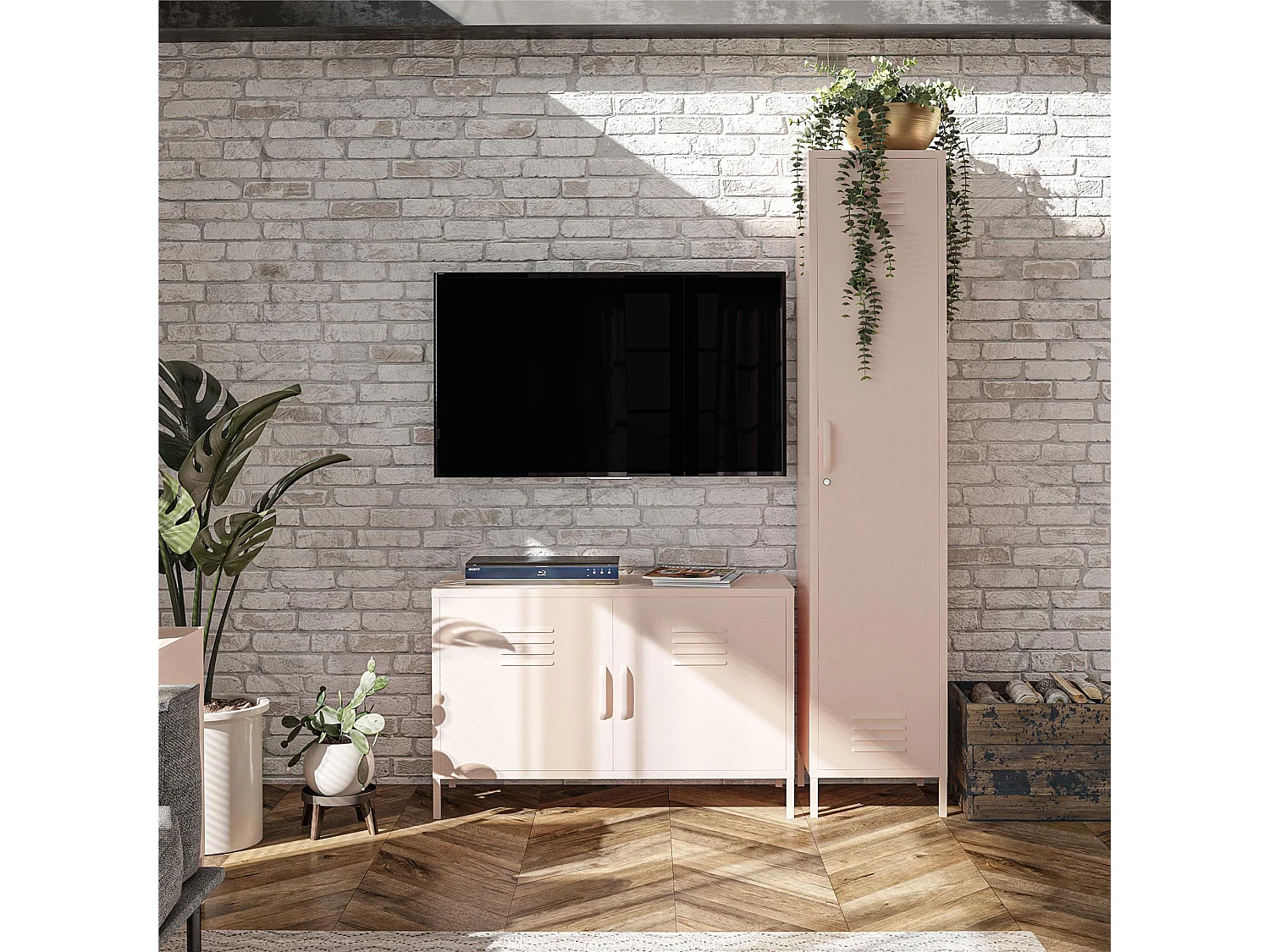 Mission District | Armoire vestiaire à 1 porte en métal rose