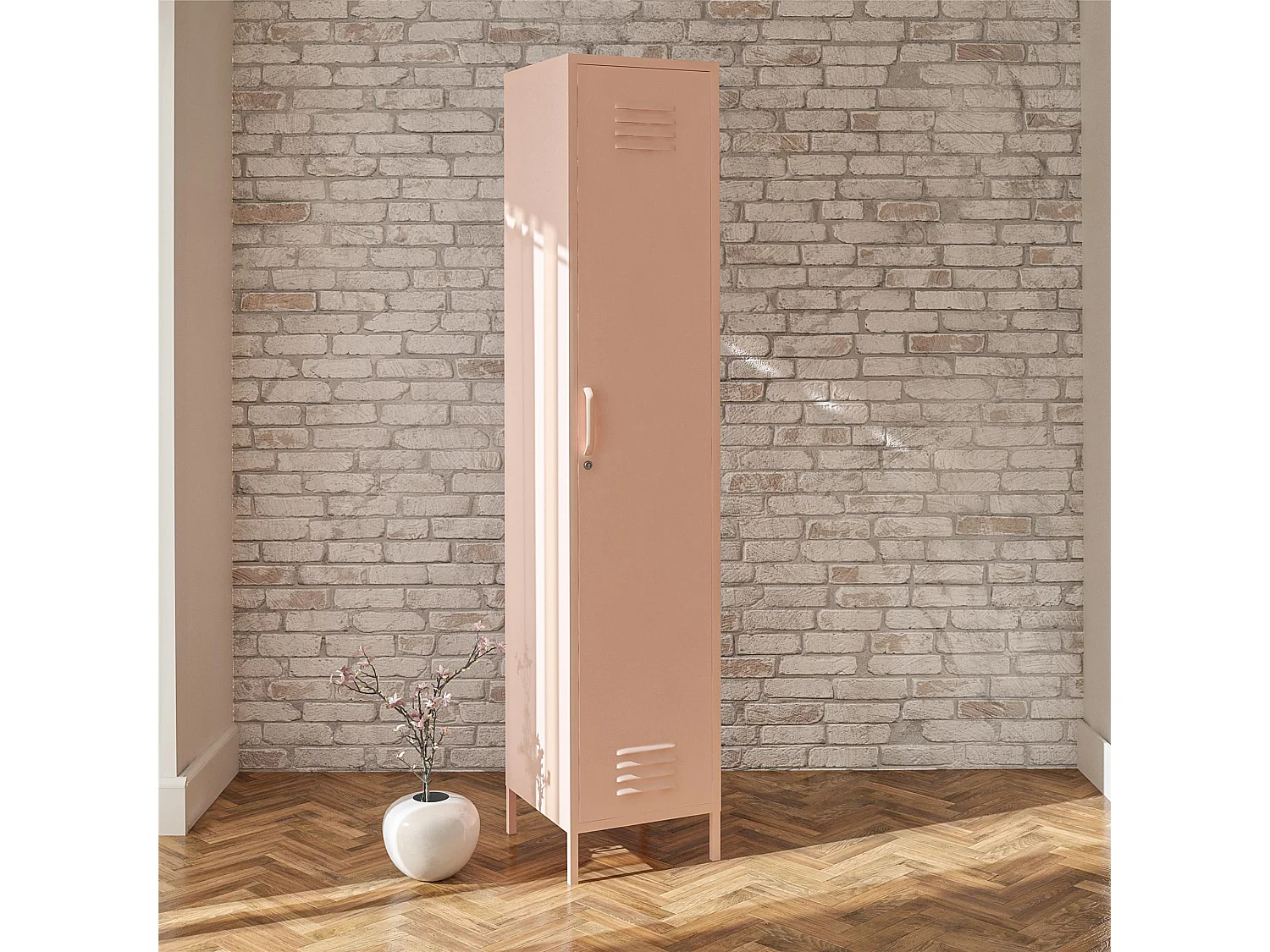 Mission District | Armoire vestiaire à 1 porte en métal rose