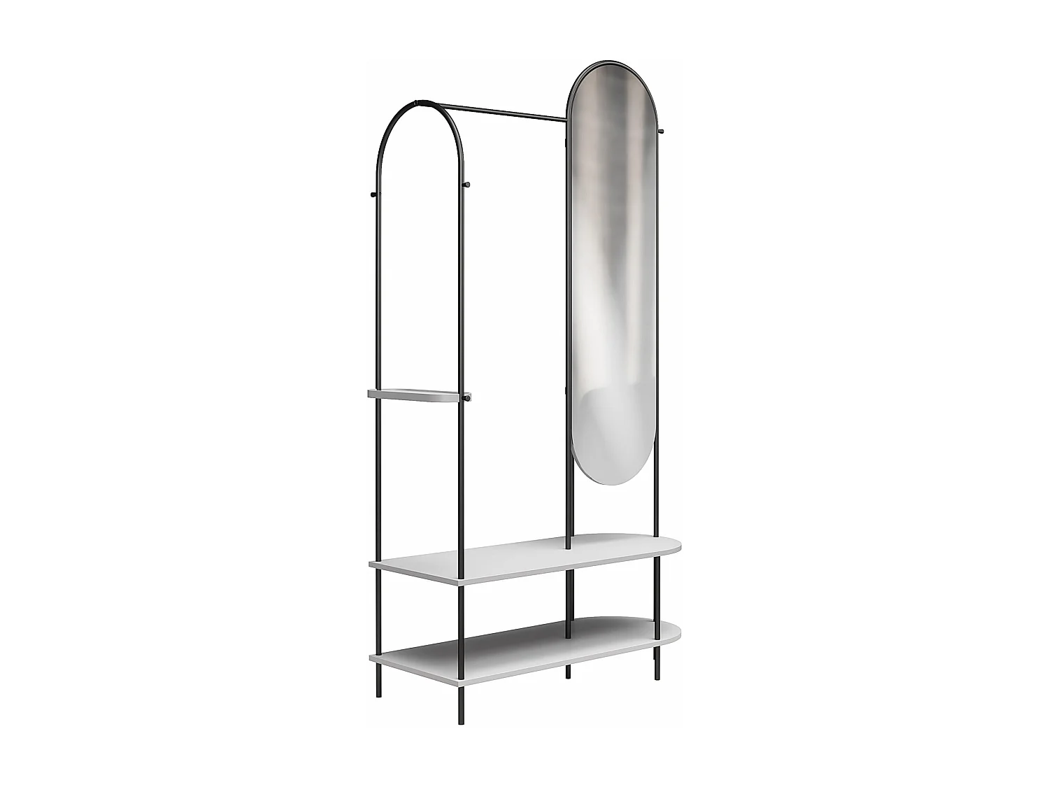 Anastacia | Armoire ouverte à miroir en gris - Cadre en métal noir