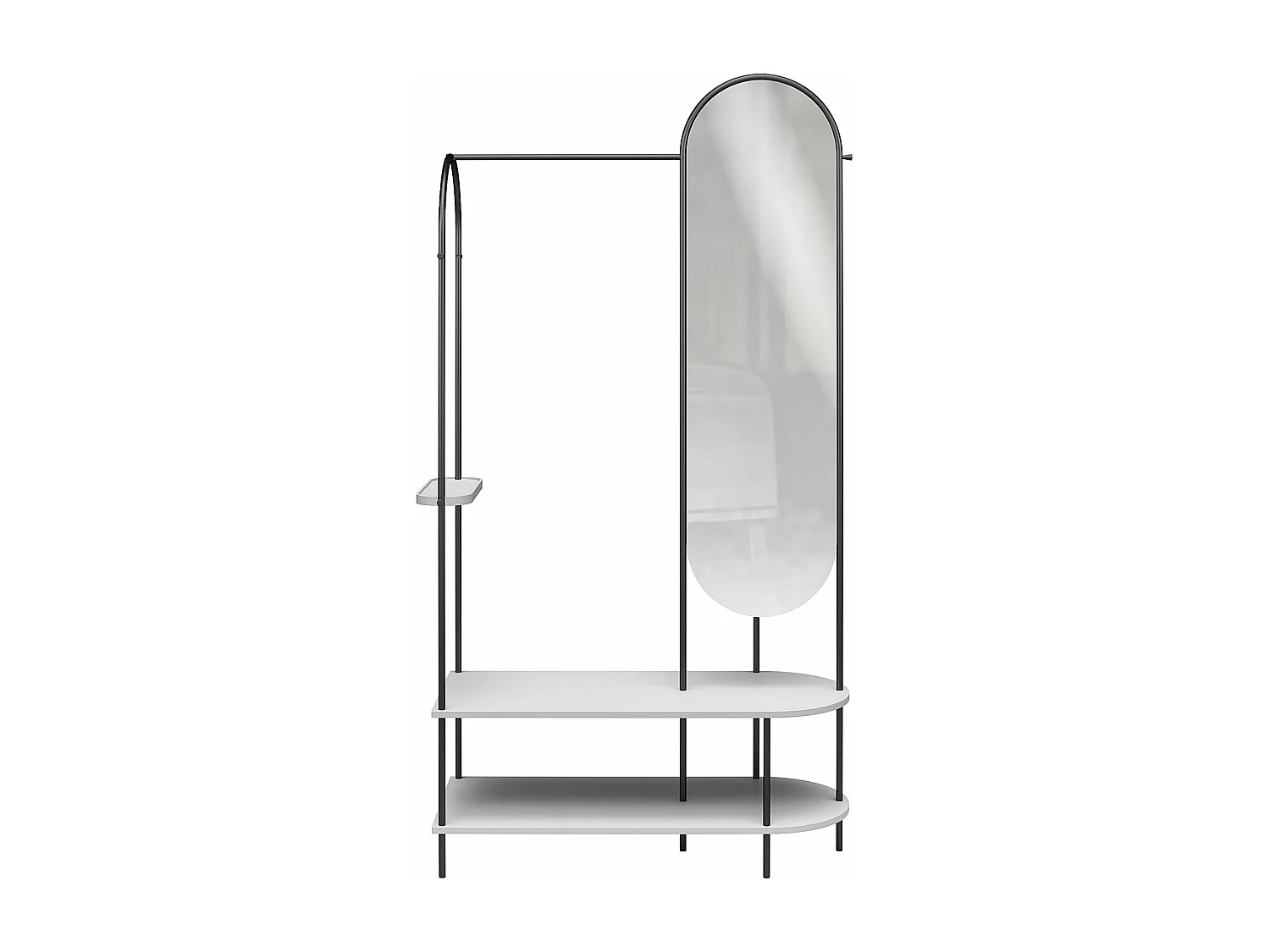 Anastacia | Armoire ouverte à miroir en gris - Cadre en métal noir