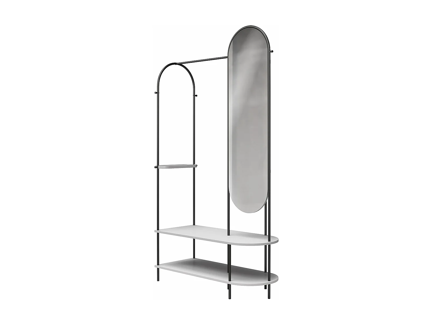 Anastacia | Armoire ouverte à miroir en gris - Cadre en métal noir