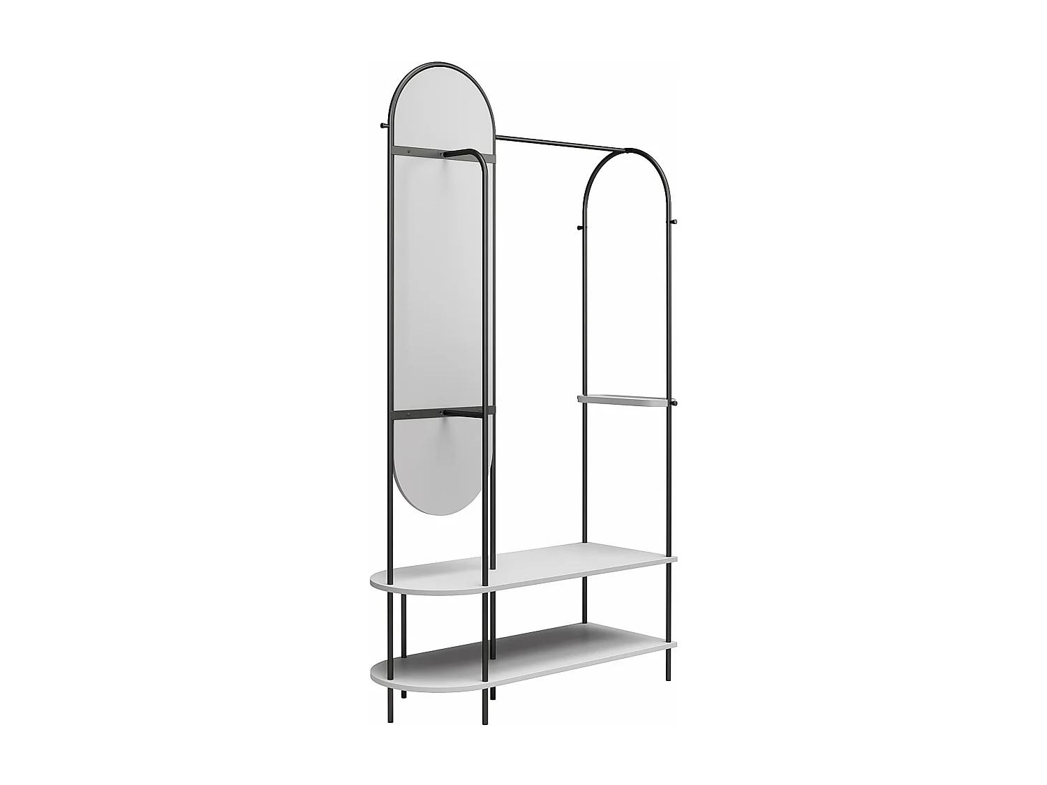 Anastacia | Armoire ouverte à miroir en gris - Cadre en métal noir