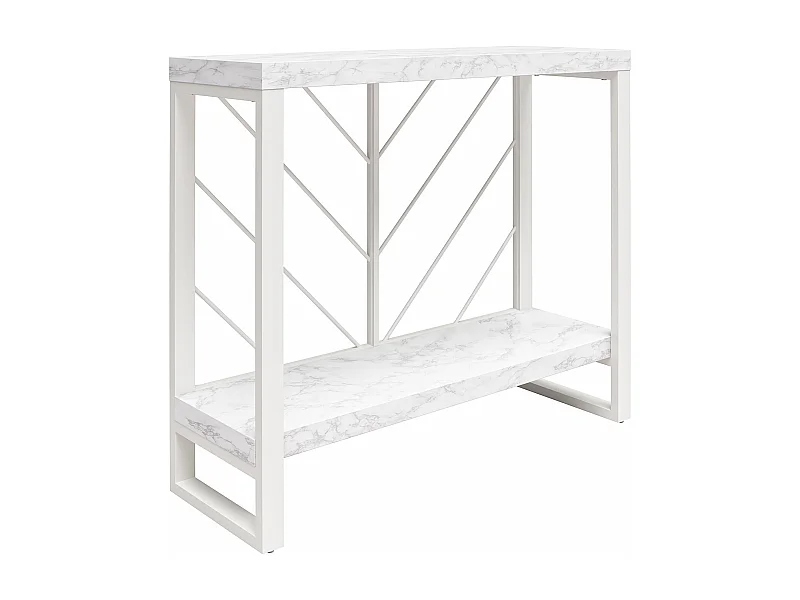 Brielle | Mesa Consola con 1 Mueble en Efecto Mármol Blanco