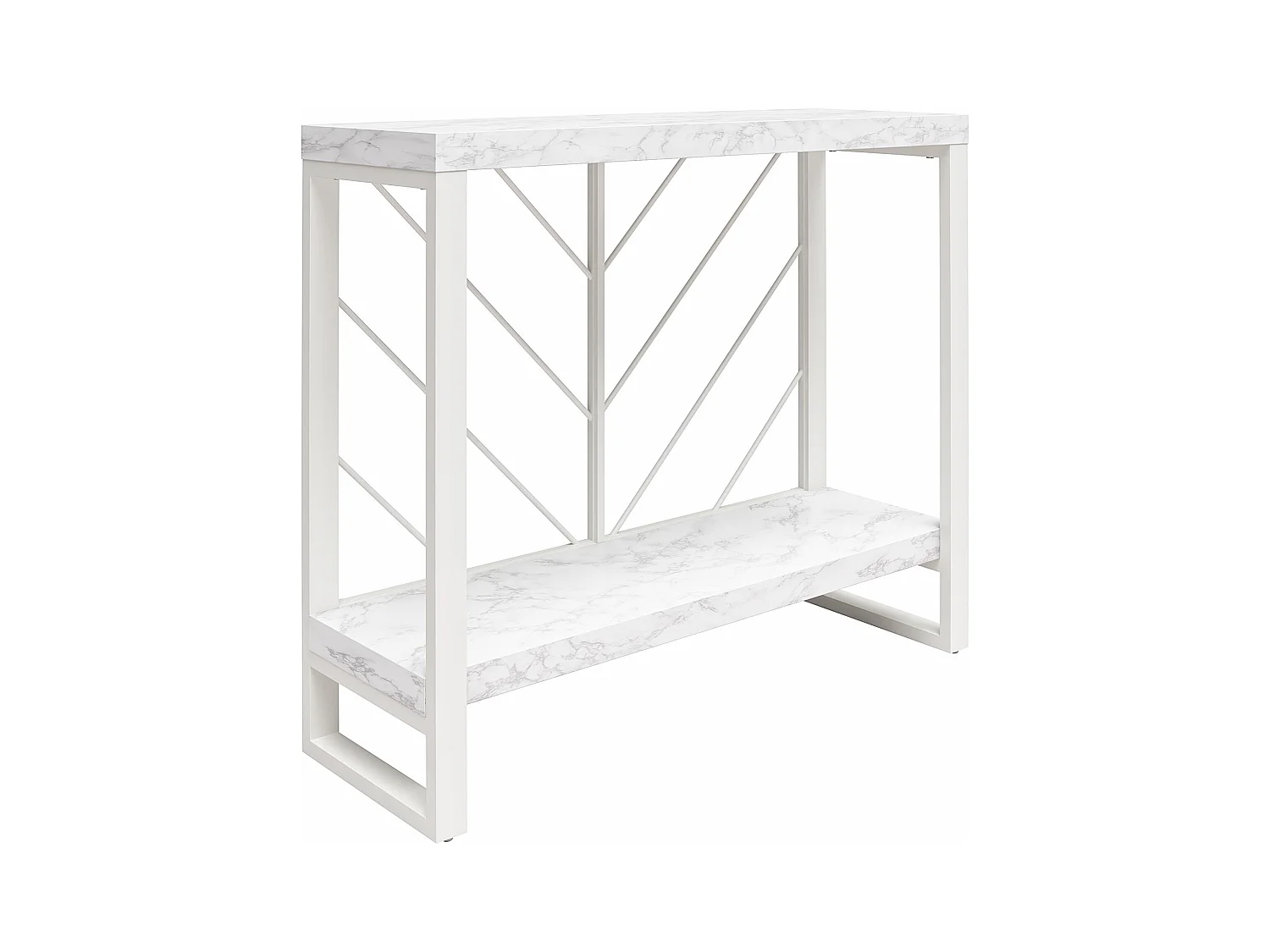 Brielle | Table console à 1 épaule en aspect marbre blanc