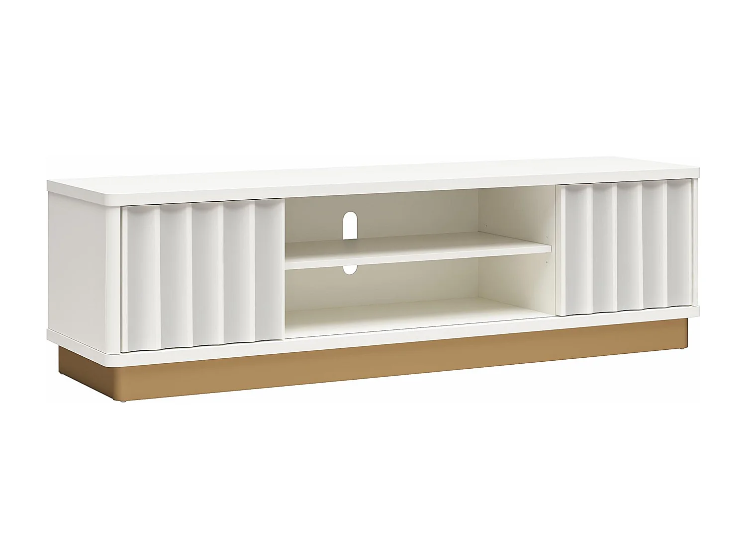 Rene | Meuble TV avec 2 portes coulissantes en MDF blanc