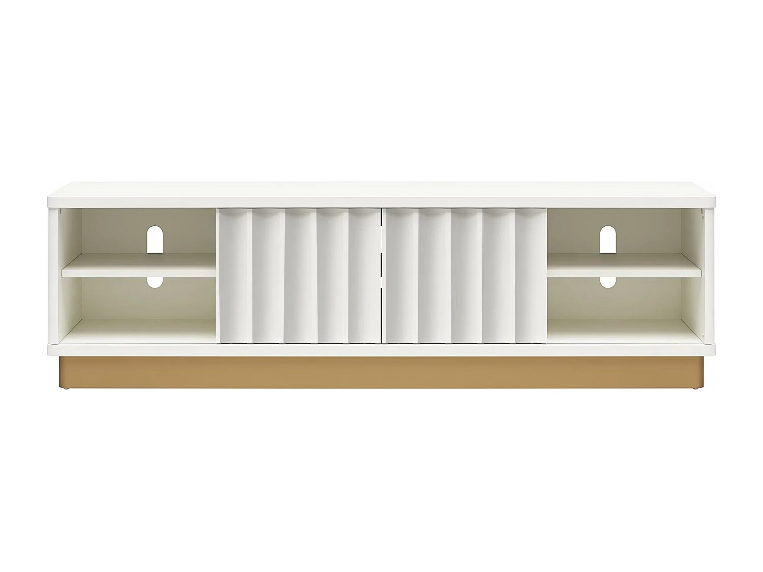 Rene | Meuble TV avec 2 portes coulissantes en MDF blanc