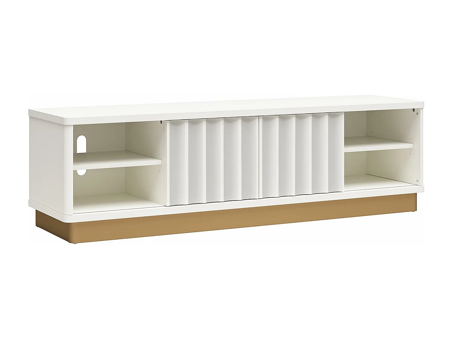 Rene | Meuble TV avec 2 portes coulissantes en MDF blanc