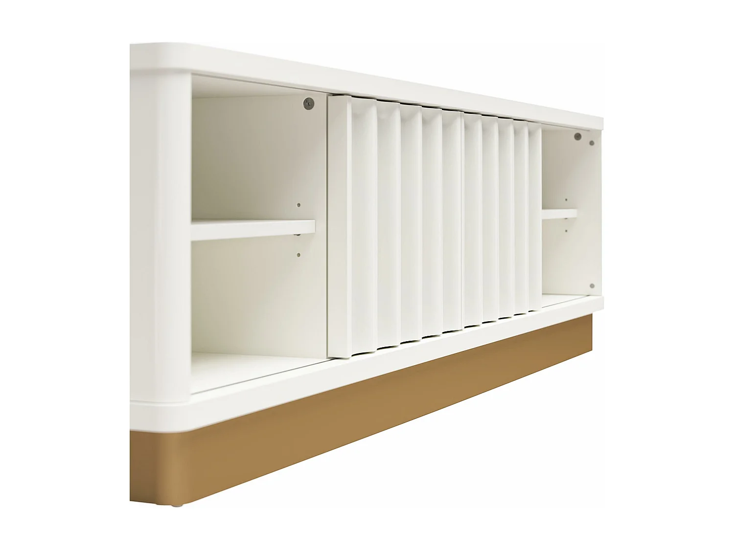Rene | Meuble TV avec 2 portes coulissantes en MDF blanc