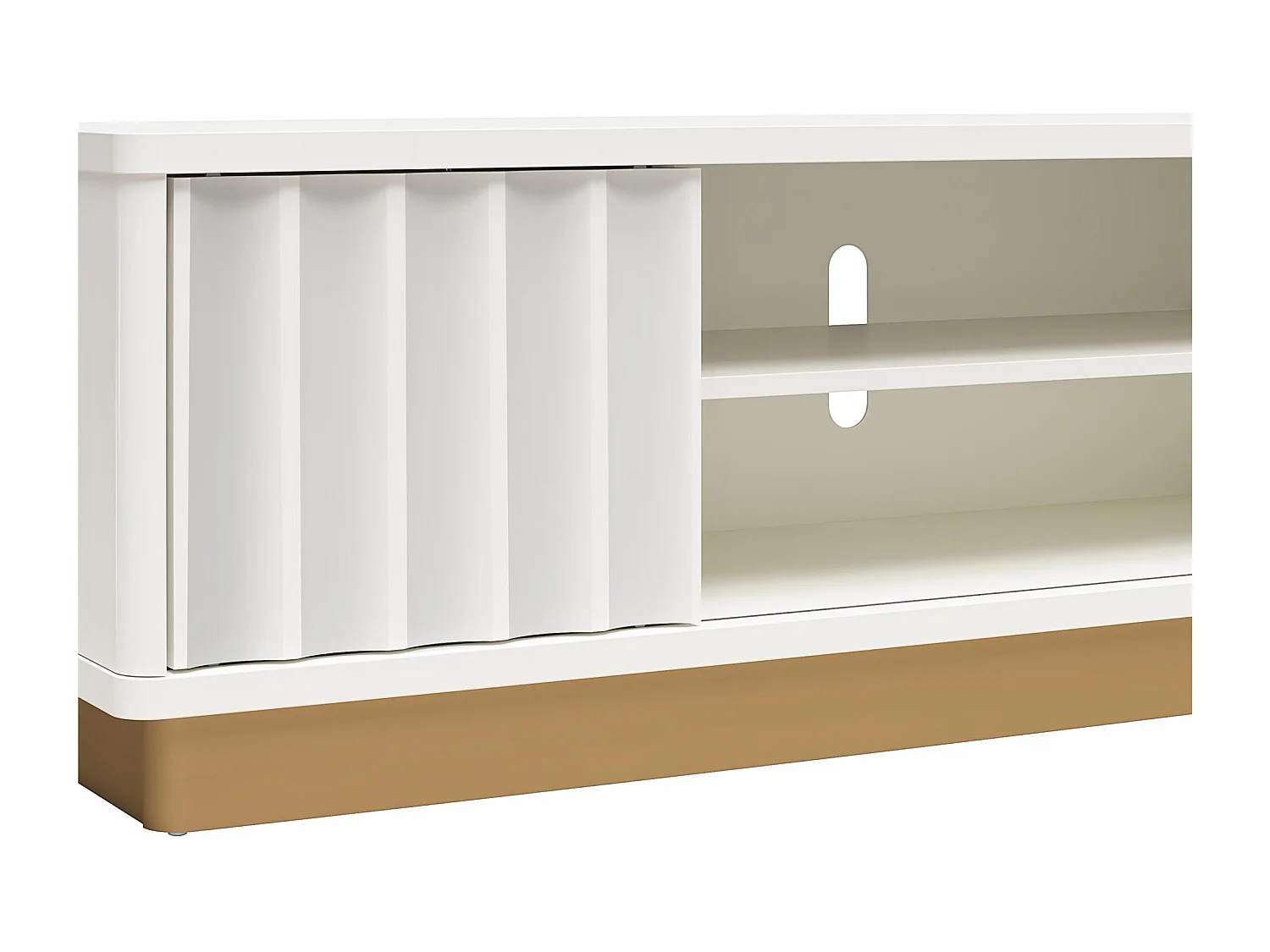 Rene | Meuble TV avec 2 portes coulissantes en MDF blanc