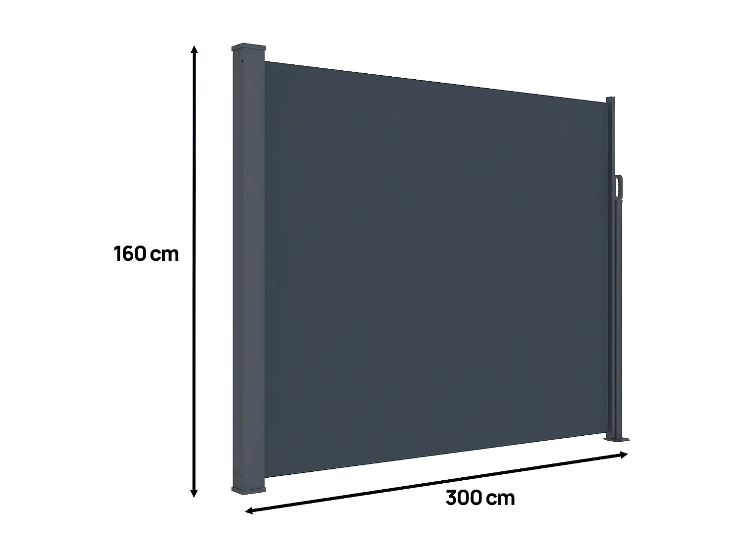 Uittrekbaar aluminium en polyester buiten windscherm - 300 x 160 cm - Grijs