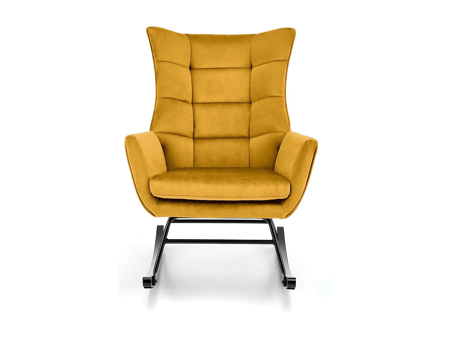 Rocking-chair design en velours jaune moutarde avec accoudoirs Market