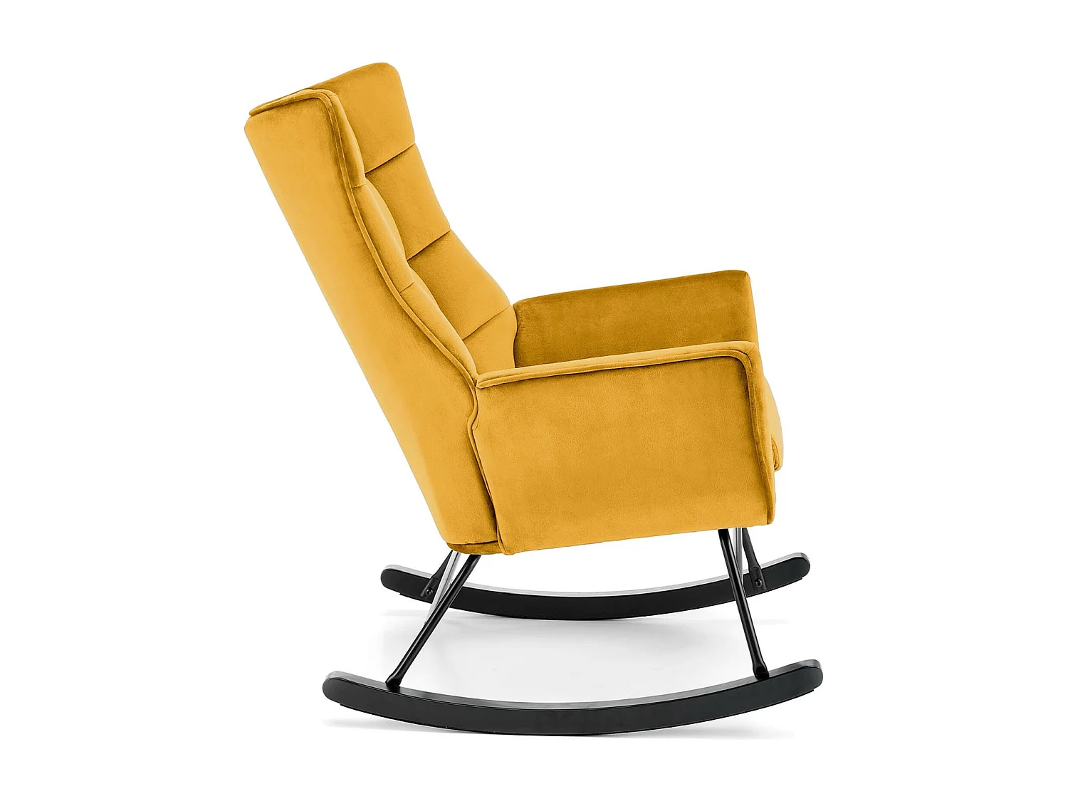 Rocking-chair design en velours jaune moutarde avec accoudoirs Market