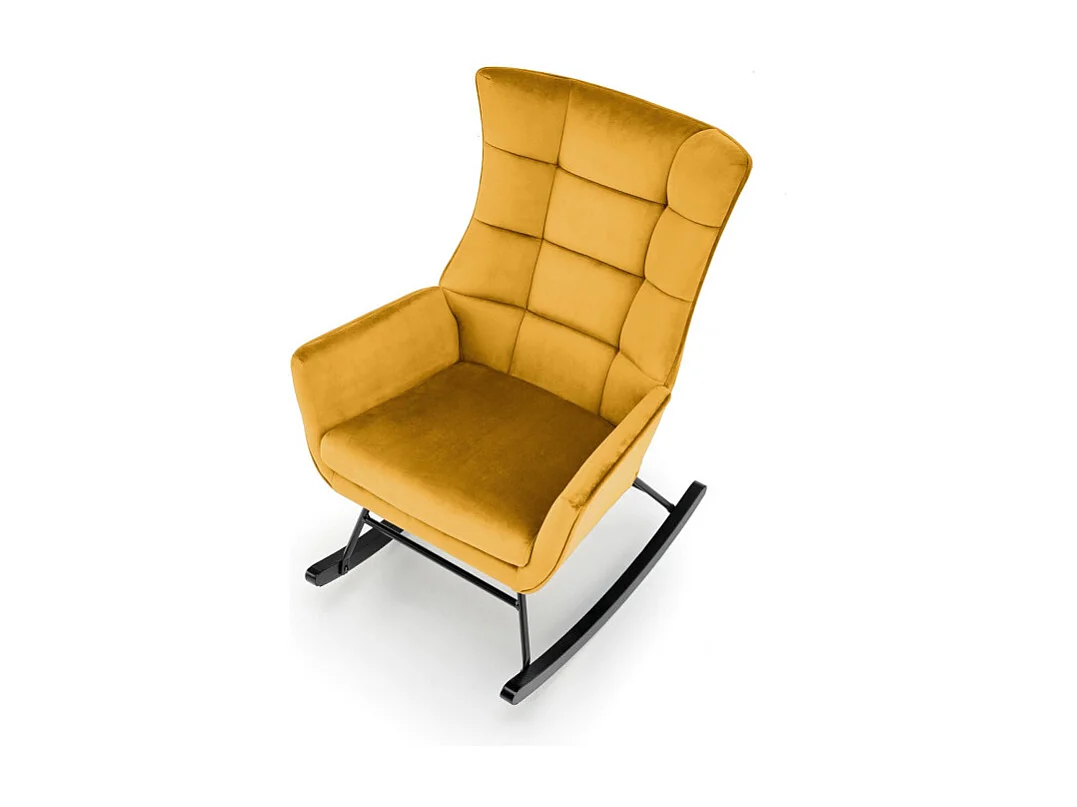 Rocking-chair design en velours jaune moutarde avec accoudoirs Market