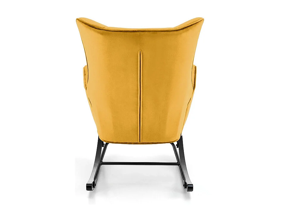 Rocking-chair design en velours jaune moutarde avec accoudoirs Market