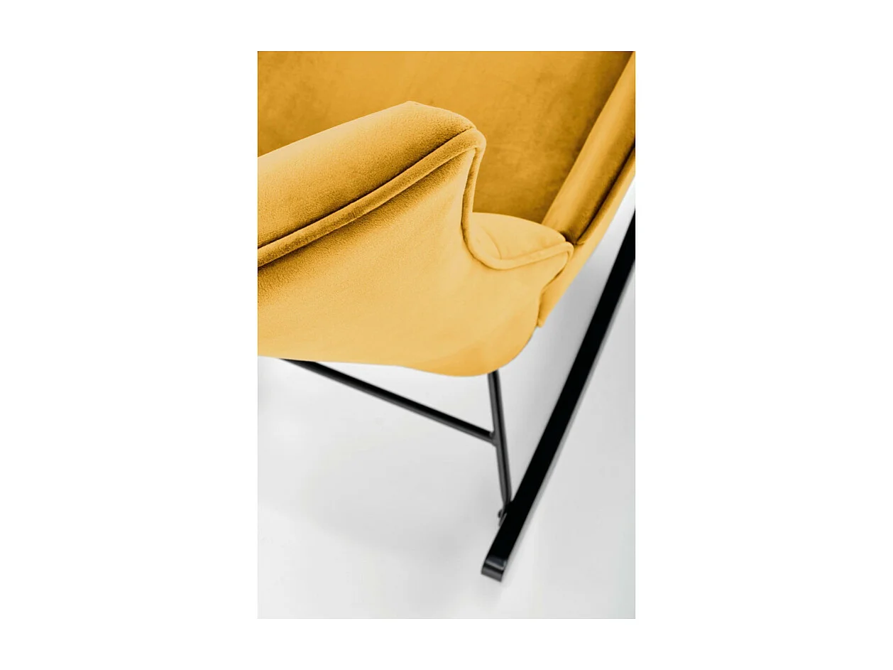 Rocking-chair design en velours jaune moutarde avec accoudoirs Market