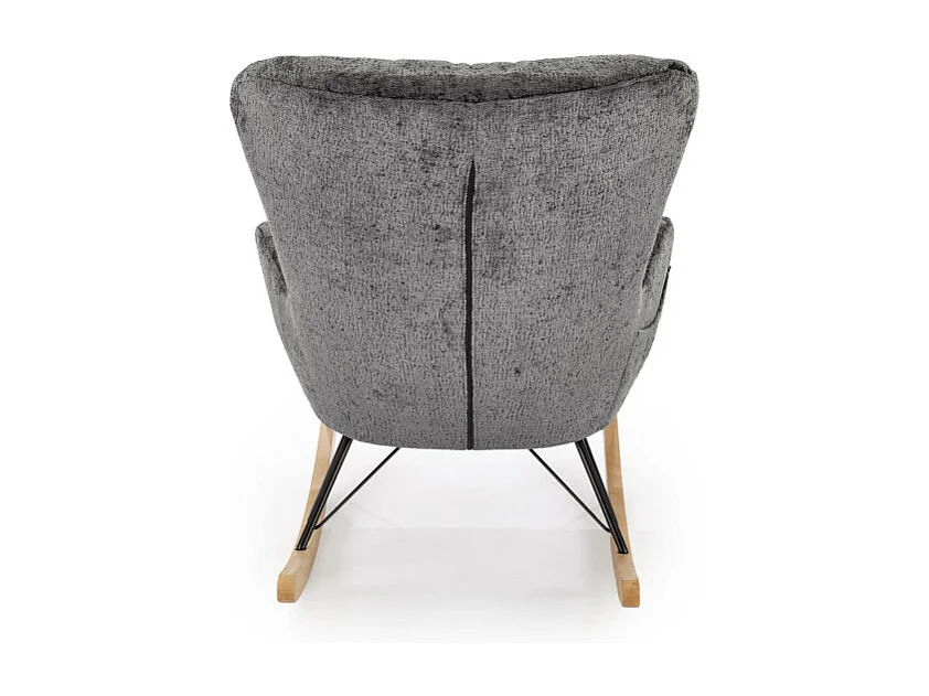 Sedia a dondolo in tessuto grigio con gambe in legno massiccio e metallo nero Heather