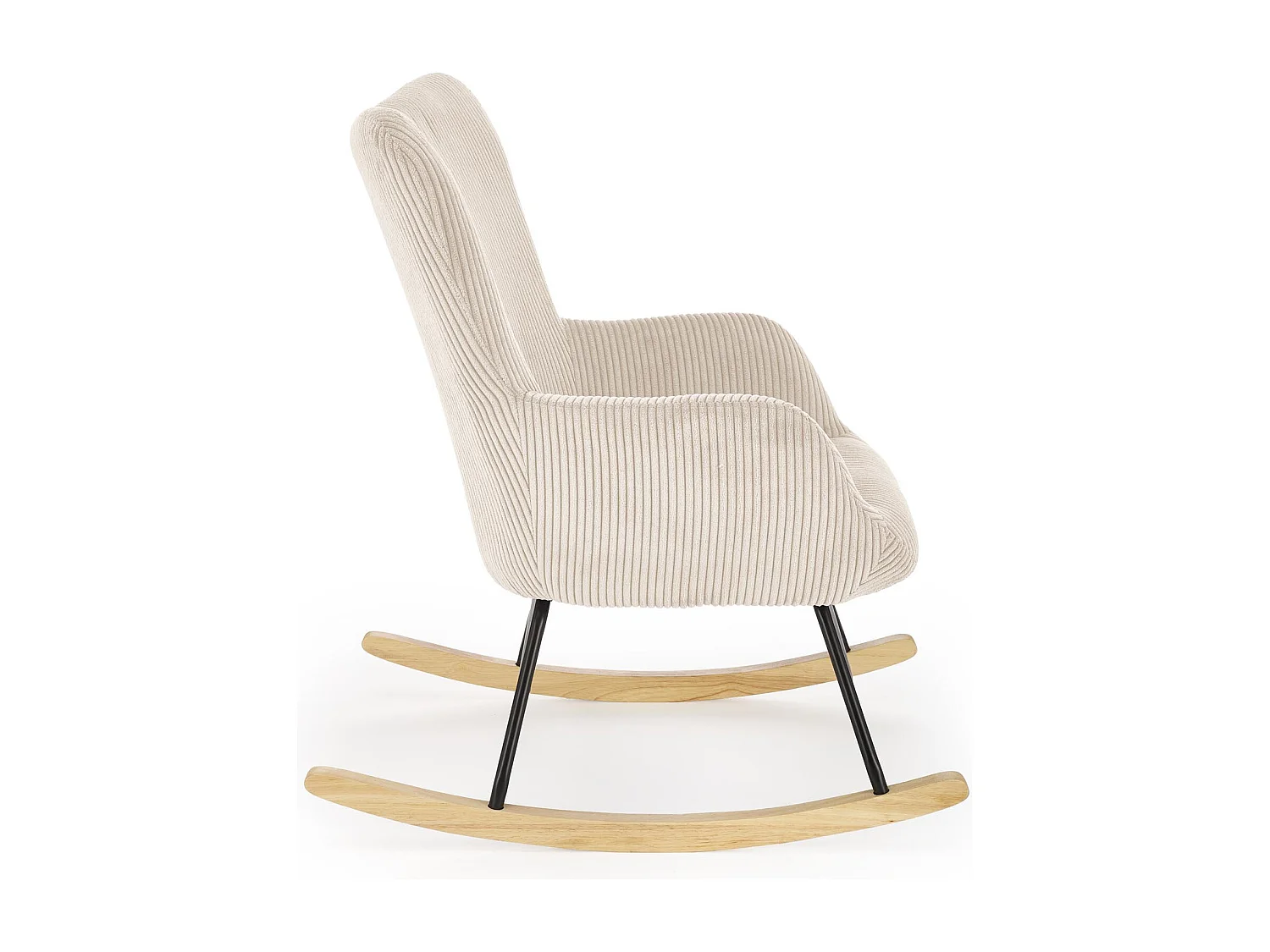 Sedia a dondolo comfort in velluto a coste beige con braccioli Primrose