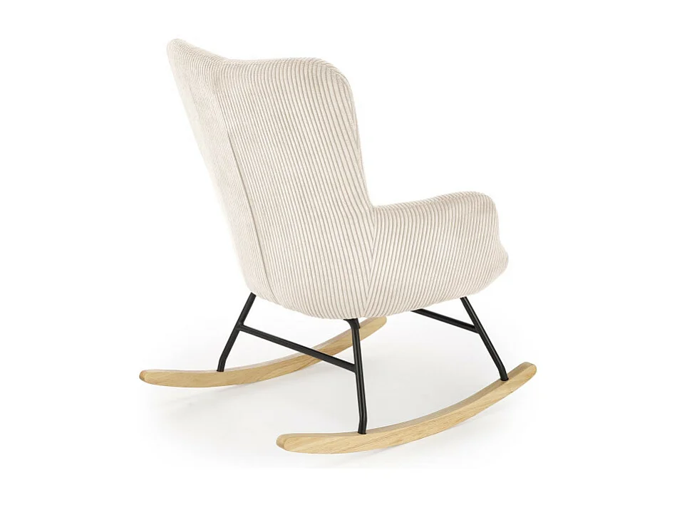 Sedia a dondolo comfort in velluto a coste beige con braccioli Primrose