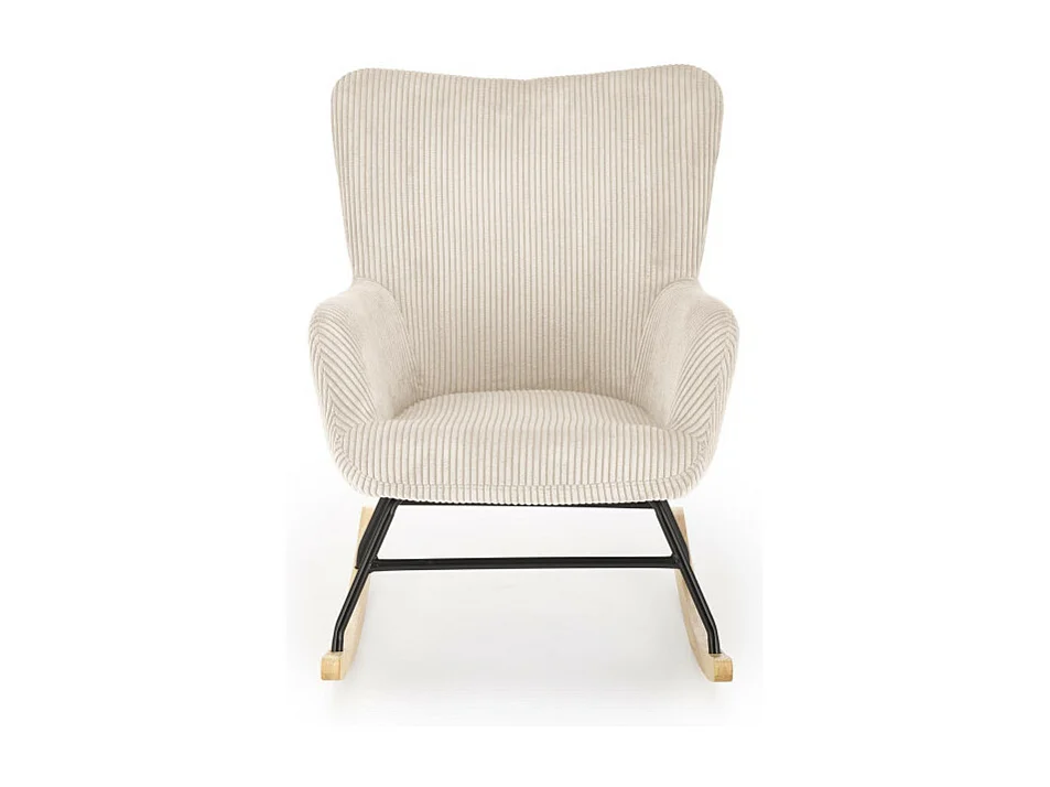 Sedia a dondolo comfort in velluto a coste beige con braccioli Primrose