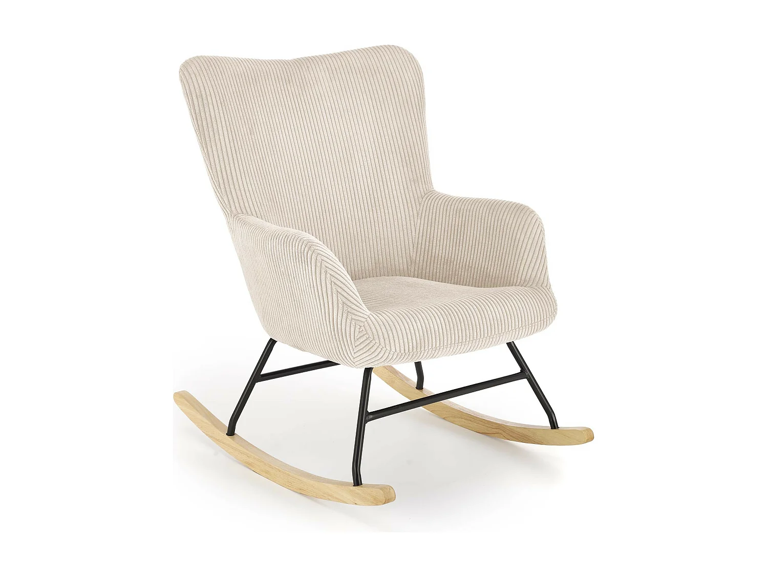 Mecedora confort de pana beige con reposabrazos Primrose