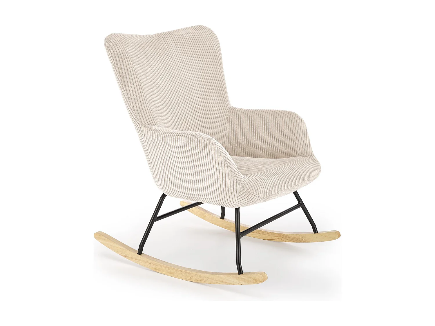 Mecedora confort de pana beige con reposabrazos Primrose