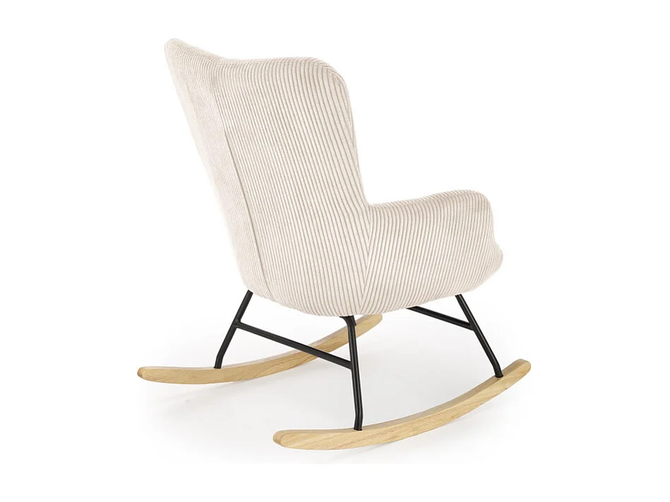 Rocking-Chair confort en velours côtelé beige avec accoudoirs Primrose