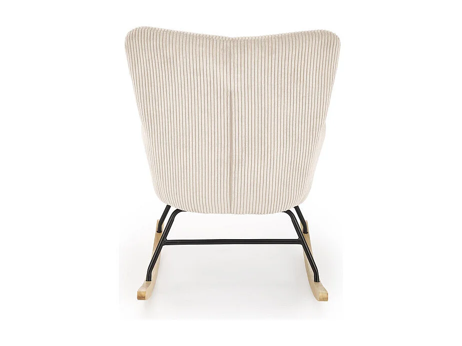 Rocking-Chair confort en velours côtelé beige avec accoudoirs Primrose