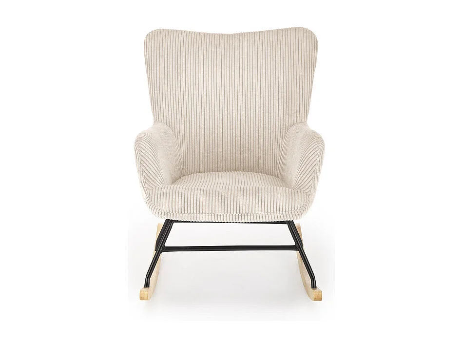 Rocking-Chair confort en velours côtelé beige avec accoudoirs Primrose