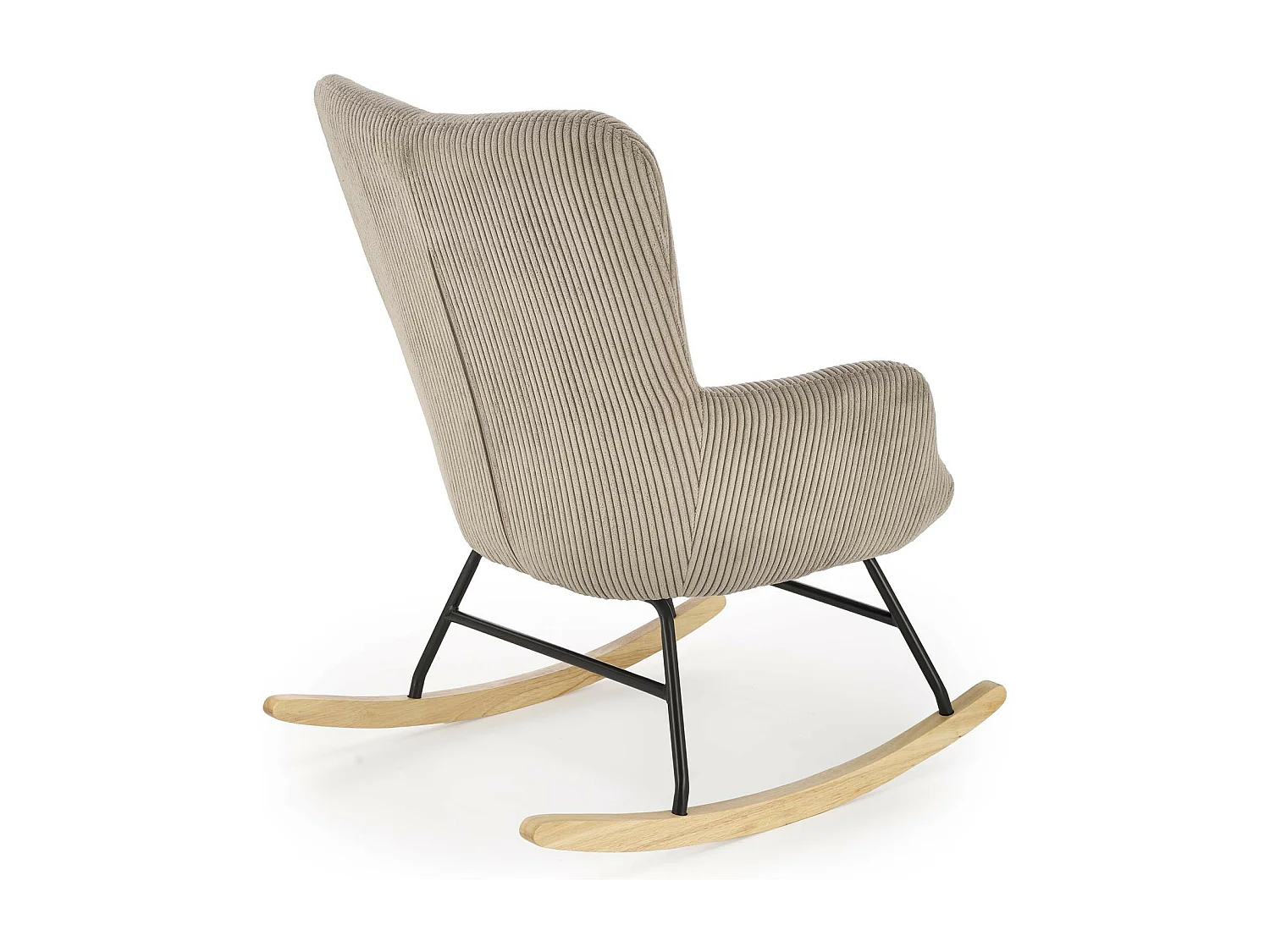 Sedia a dondolo comfort in velluto a coste grigio primula con braccioli