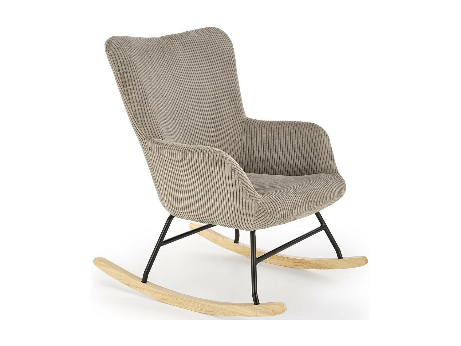 Rocking-Chair confort avec accoudoirs en velours côtelé gris Primrose