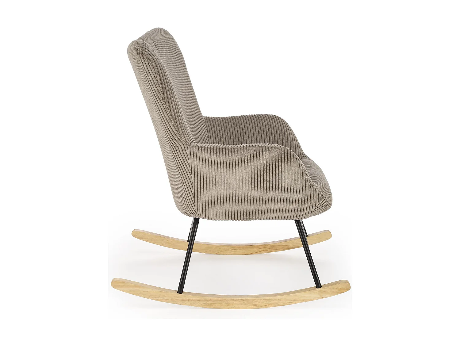 Rocking-Chair confort avec accoudoirs en velours côtelé gris Primrose