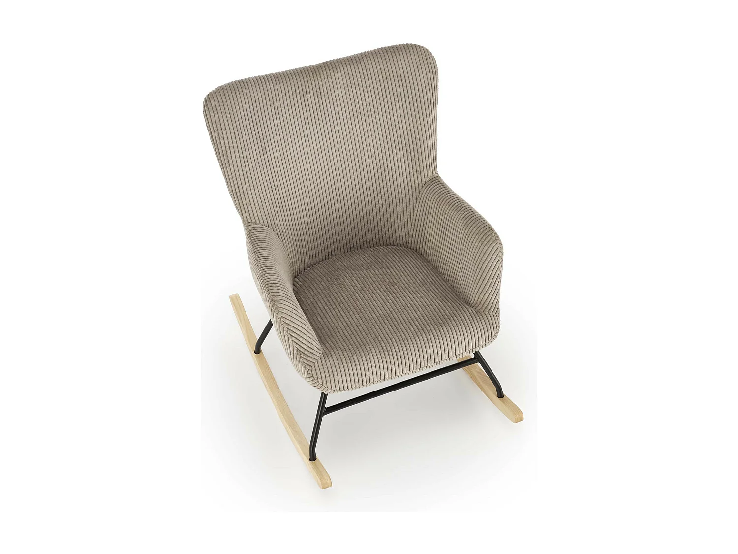 Rocking-Chair confort avec accoudoirs en velours côtelé gris Primrose