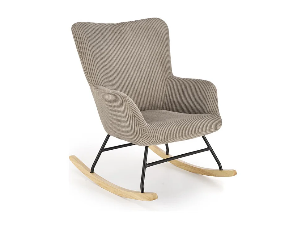 Rocking-Chair confort avec accoudoirs en velours côtelé gris Primrose