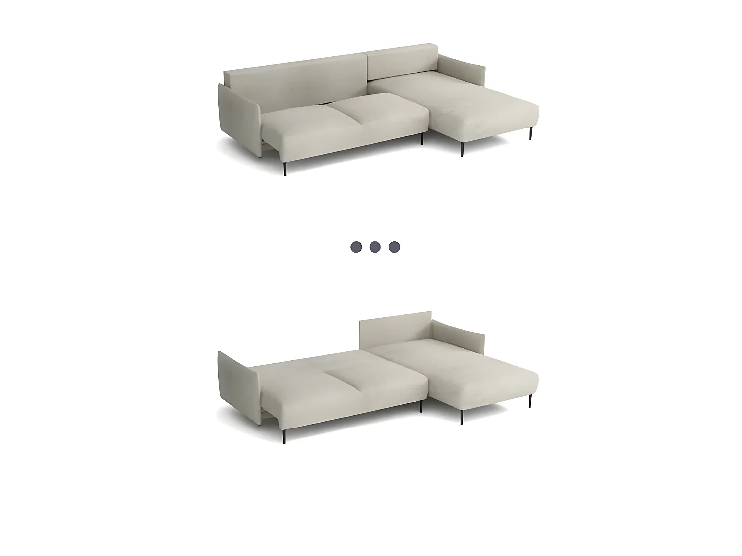 Canapé d'angle convertible LAMBIA en tissu bouclette gris clair