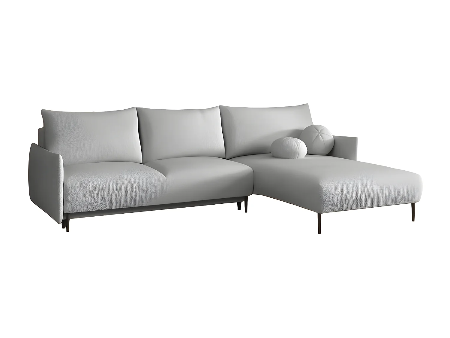 Canapé d'angle convertible LAMBIA en tissu bouclette gris clair